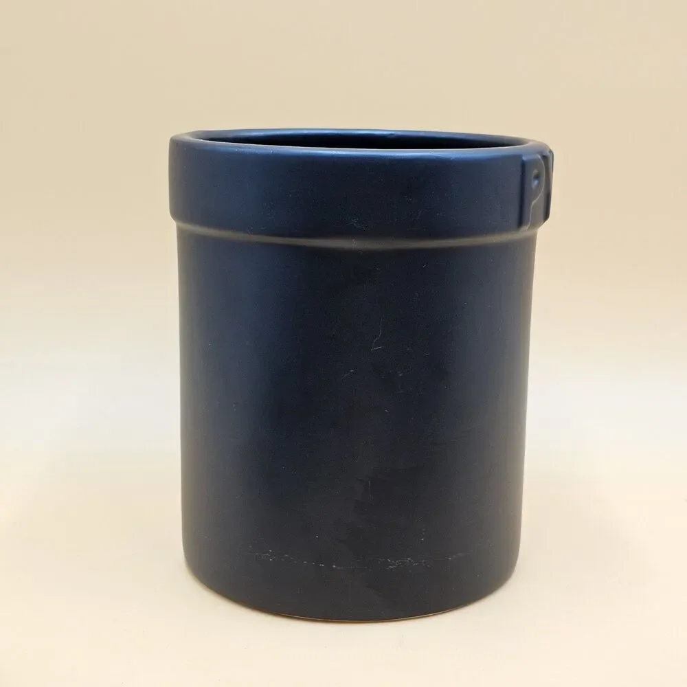 Pyrex Matte Black Utensil Holder Crock Jar Large Ceramic Caddy Container Planter